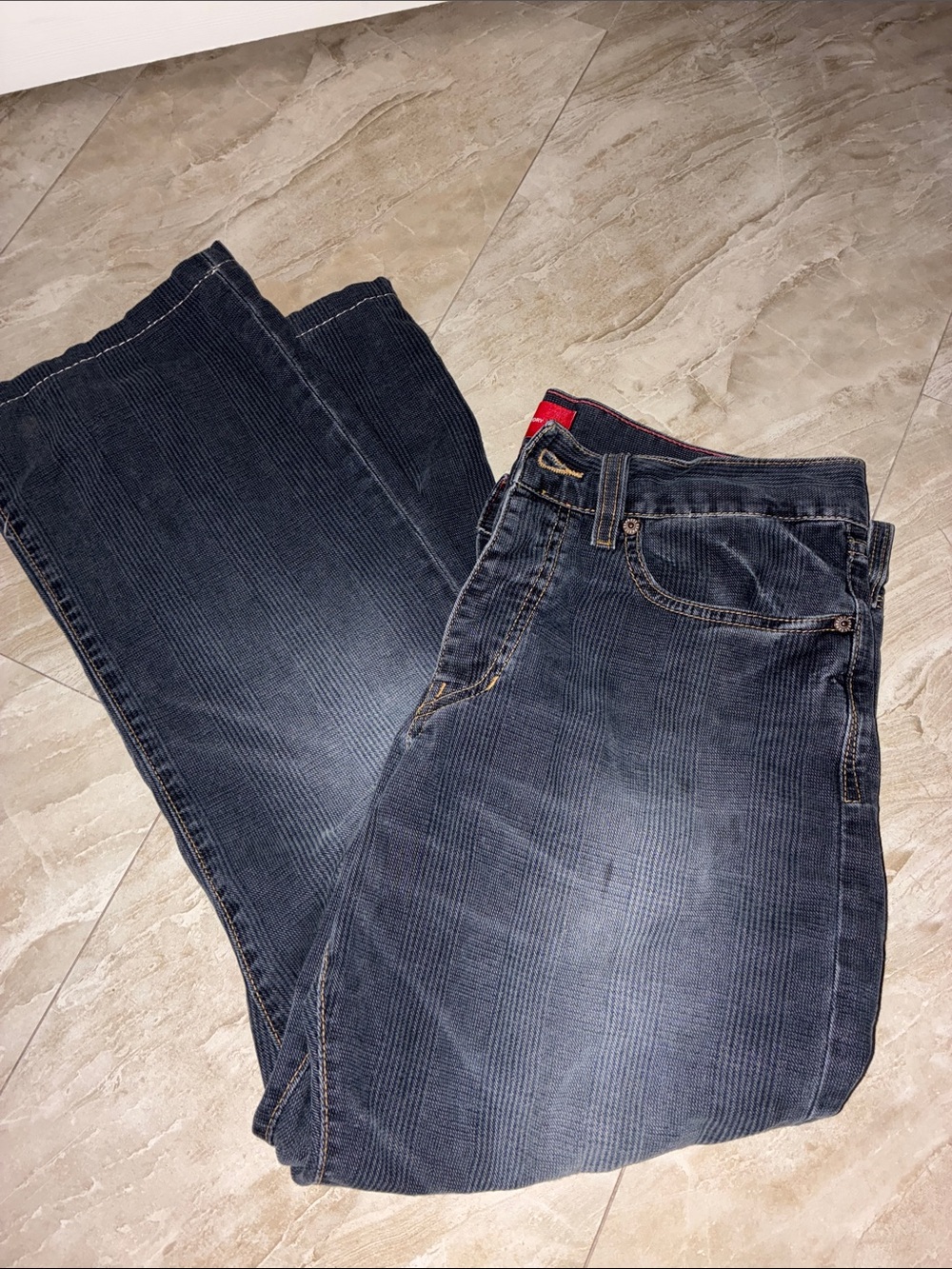 Dark Wash Pinstripe Jeans